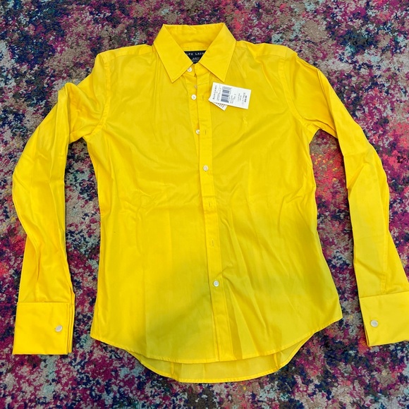 Ralph Lauren Tops - Ralph Lauren Bright Yellow Button Down Shirt Cuff links 2 slim fit